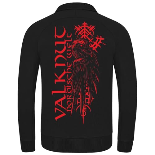 Herren Sweatjacke Jacke Marke Valknut Nordischer Rabe Motiv blutrot skal odin von SONS OF ODIN