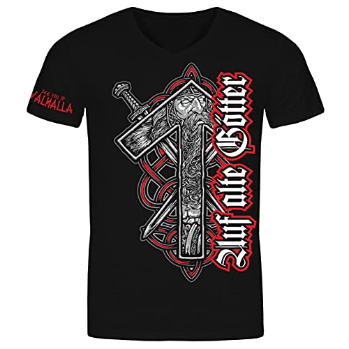 Herren T-Shirt Auf alte Götter Wikinger Motive Walhalla Größe S - 5XL von SONS OF ODIN