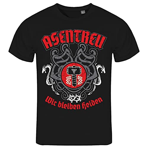 Herren T-Shirt Walhalla Motive Asentreu Odins Rabe trägt Thors Hammer von SONS OF ODIN