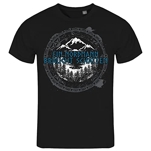 Herren T-Shirt Wikinger Sprüche EIN Nordmann braucht Schatten Outdoor Nature von SONS OF ODIN