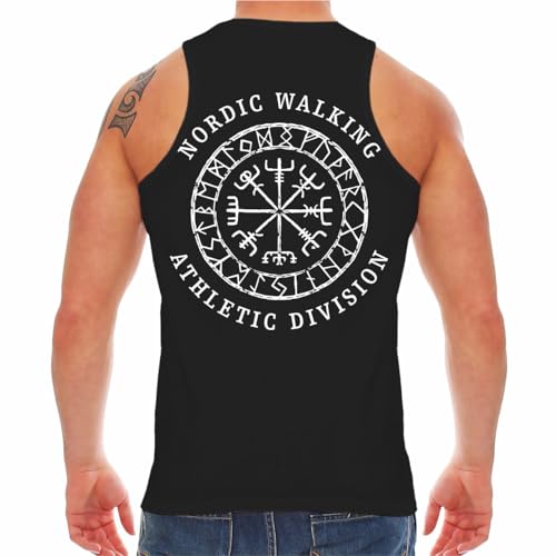 Herren Tank Top Muskelshirt Nordic Walking (Rückendruck) Athletic Division Sport Training Odin von SONS OF ODIN