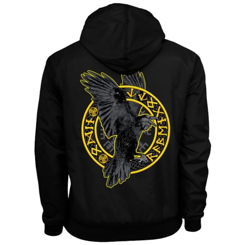 Herren Windbreaker Regenjacke mit Kapuze Allvater Odin Rabengott Windjacke von SONS OF ODIN