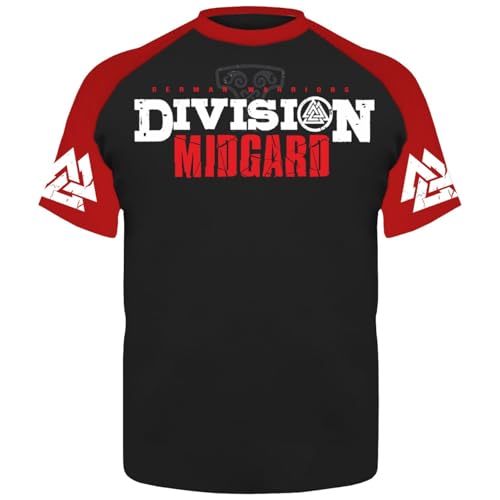 Männer T-Shirt Walhalla Divison Midgard (Rückendruck) Valknut Wotansknoten Grösse M bis 5XL von SONS OF ODIN