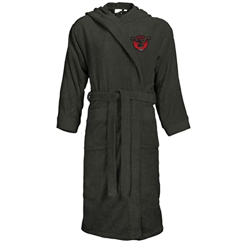 Bademantel unisex mit Kapuze Frottee Odins Raben Motiv Thors Hammer Wikinger von SONS OF ODIN