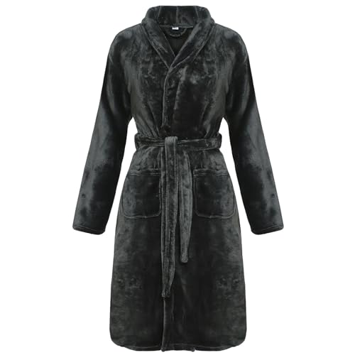 SONS OF ODIN Damen Frauen Bademantel grau super weicher griff morgenmantel Größe S bis XXL von SONS OF ODIN