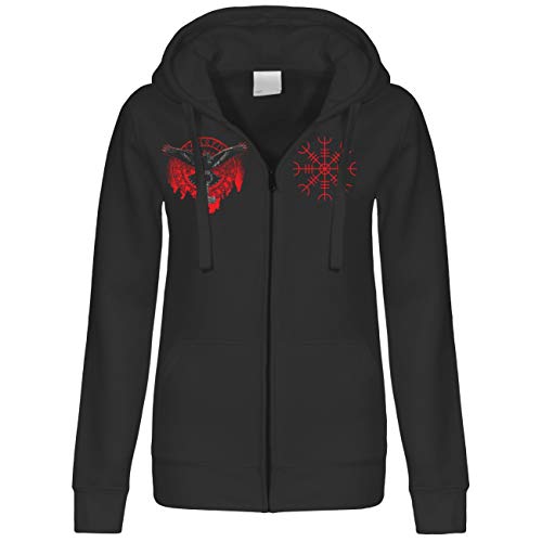SONS OF ODIN Damen Kapuzenjacke Fenriswolf Odins Tod nordischer Kompass Thor Wotan Fenrir von SONS OF ODIN