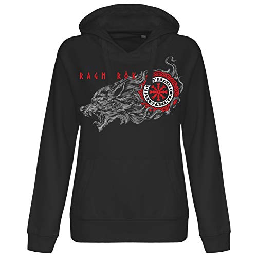 Damen Kapuzenpullover Fenriswolf Odins Tod nordische Kompass Thor Wotan Hoodie von SONS OF ODIN