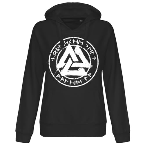 Damen Kapuzenpullover Nordische Welt Walhalla Wotansknoten weiß Hoodie Wikinger von SONS OF ODIN