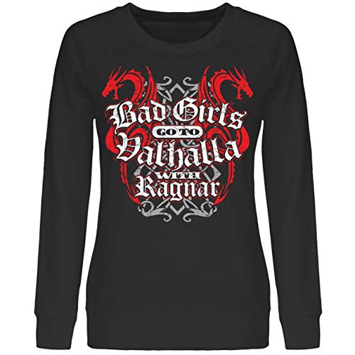 SONS OF ODIN Damen Pullover Sweatshirt Bad Girls go to Valhalla Schildmaid Walküre nordisch von SONS OF ODIN