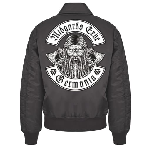 SONS OF ODIN Herren CWU Bomberjacke mit Kragen Midgards Erbe Germania Germanen Walhalla Volk von SONS OF ODIN