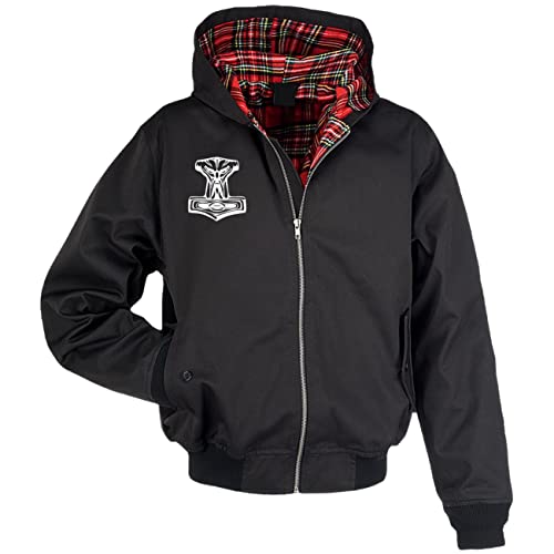 SONS OF ODIN Herren Harrington Jacke mit Kapuze Letzte Ausfahrt Walhalla Wikinger Tour Biker von SONS OF ODIN