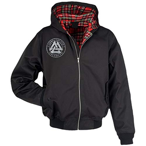SONS OF ODIN Herren Harrington Jacke mit Kapuze Wikinger Motiv SEHNSUCHT Runenschrift Heiden von SONS OF ODIN