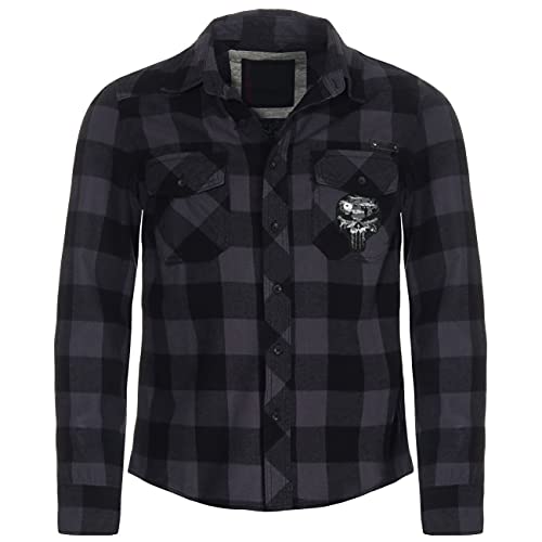 SONS OF ODIN Herren Holzfällerhemd Langarm Totenkopf Jäger Nacht Outdoor Bushcraft Wald von SONS OF ODIN