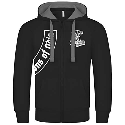 SONS OF ODIN Herren Kapuzenjacke Letzte Ausfahrt Walhalla Wikinger Thors Hammer Biker Support von SONS OF ODIN
