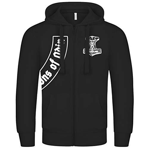 SONS OF ODIN Herren Kapuzenjacke Letzte Ausfahrt Walhalla Wikinger Thors Hammer Biker Support von SONS OF ODIN