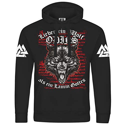 Herren Kapuzenpullover Lieber EIN Wolf Odins als EIN Lamm Gottes Wikinger Spruch von SONS OF ODIN