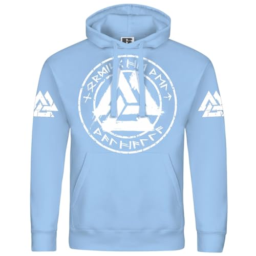 SONS OF ODIN Herren Kapuzenpullover Nordische Welt Walhalla in Runenschrift Wikinger Motive von SONS OF ODIN