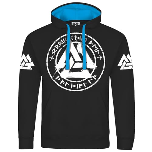 SONS OF ODIN Herren Kapuzenpullover Nordische Welt Walhalla in Runenschrift Wikinger Motive von SONS OF ODIN