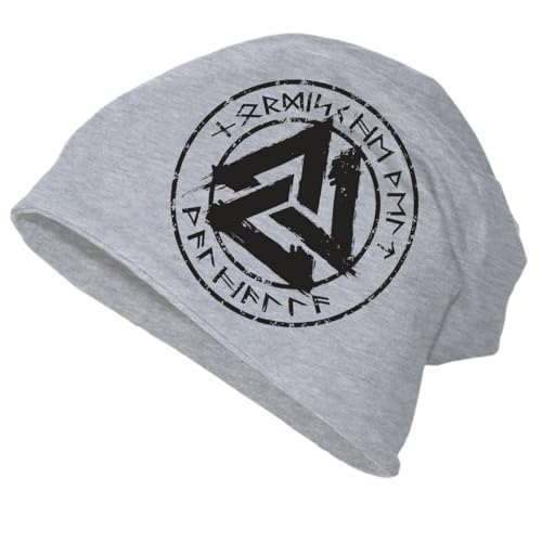 Herren Long Beanie Mütze Schwarzer Wotansknoten Marke Valknut Wikinger Walhalla von SONS OF ODIN