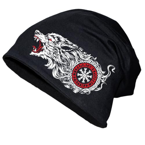 SONS OF ODIN Herren Long Beanie Mütze Tyr Wolf Walhalla Wikinger Motive fenriswolf von SONS OF ODIN
