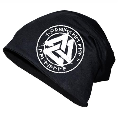 SONS OF ODIN Herren Long Beanie Nordische Welt Walhalla weiß Runenkreis Germanen Wikinger von SONS OF ODIN