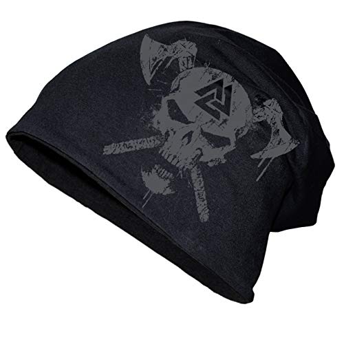 SONS OF ODIN Herren Long Beanie slub Wikinger Totenkopf Skull Krieger Schild Schwert Death von SONS OF ODIN