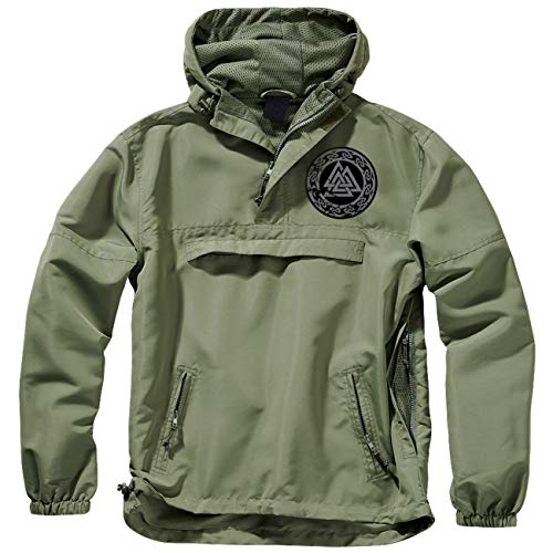 Herren Männer Schlupfjacke Windbreaker Wotansknoten Runen grau wikinger Kultur von SONS OF ODIN