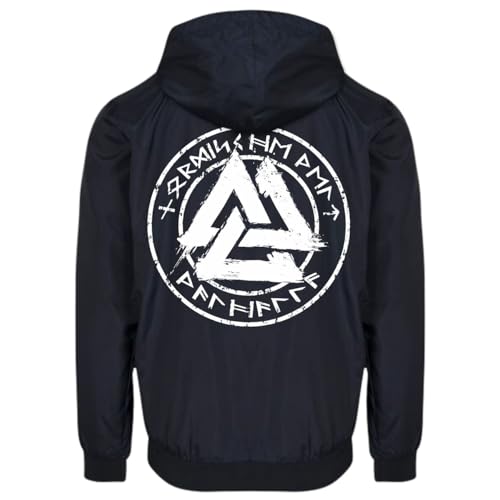 SONS OF ODIN Herren Männer Windbreaker Windjacke Regenjacke Walhalla Runenkreis weiss von SONS OF ODIN