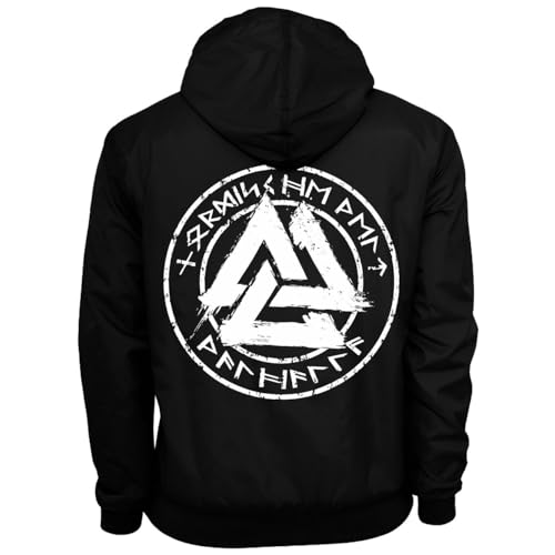 SONS OF ODIN Herren Männer Windbreaker Windjacke Regenjacke Walhalla Runenkreis weiss von SONS OF ODIN