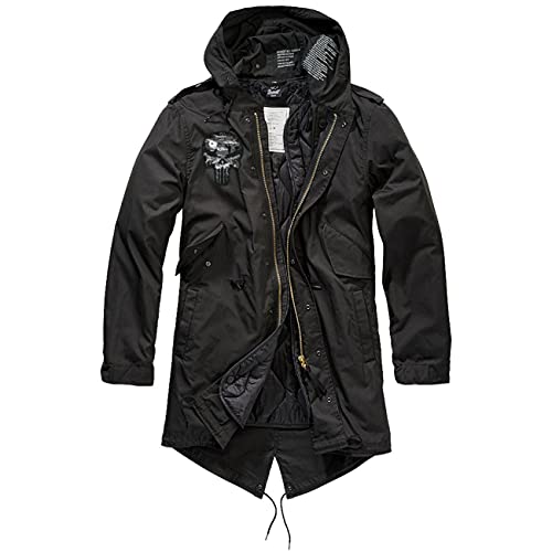 SONS OF ODIN Herren Parka lang Winter Jacke mit heraustrennbaren Futter Jagd Vollmond Nacht von SONS OF ODIN