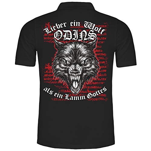 Herren Poloshirt Polohemd Lieber EIN Wolf Odins als EIN Lamm Gottes (mit Rückendruck) von SONS OF ODIN