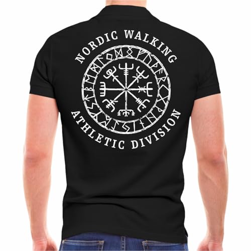 SONS OF ODIN Herren Poloshirt Polohemd Nordic Walking Athletic Division Vegvisir Rune von SONS OF ODIN