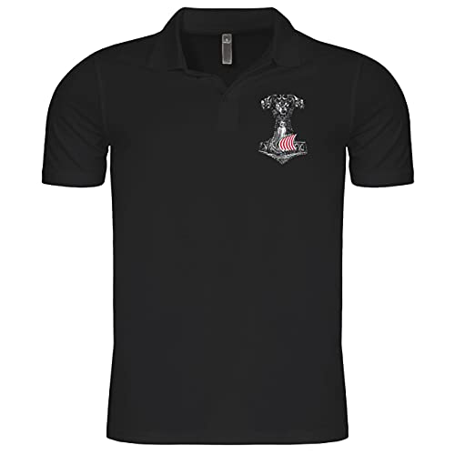 SONS OF ODIN Herren Poloshirt Polohemd Nordmänner Langboote auf Plünderfahrt (mit Rückendruck) von SONS OF ODIN