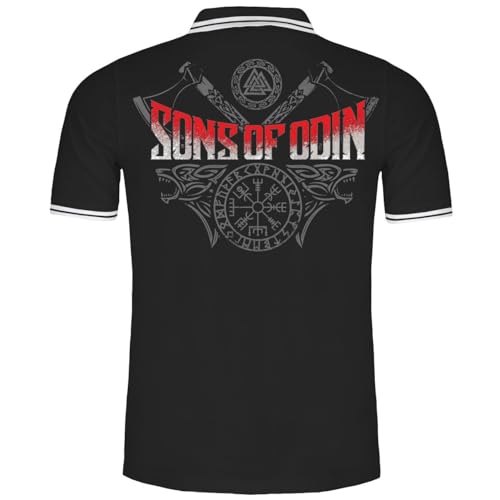 SONS OF ODIN Herren Poloshirt Polohemd Valhalla Vegvisir Germanen nordmänner von SONS OF ODIN