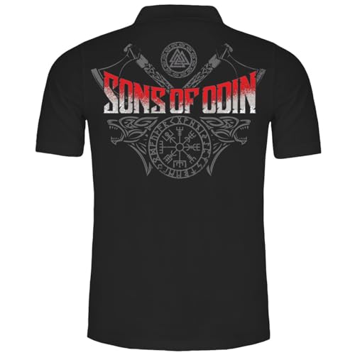 SONS OF ODIN Herren Poloshirt Polohemd Valhalla Vegvisir Germanen nordmänner von SONS OF ODIN