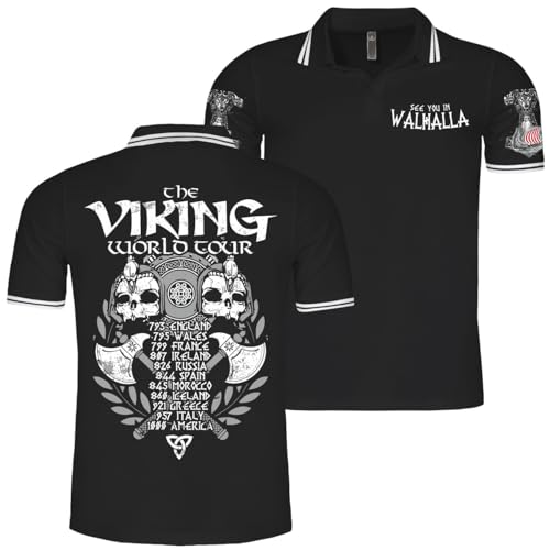 SONS OF ODIN Herren Poloshirt Polohemd Viking World Tour (mit Rückendruck) von SONS OF ODIN