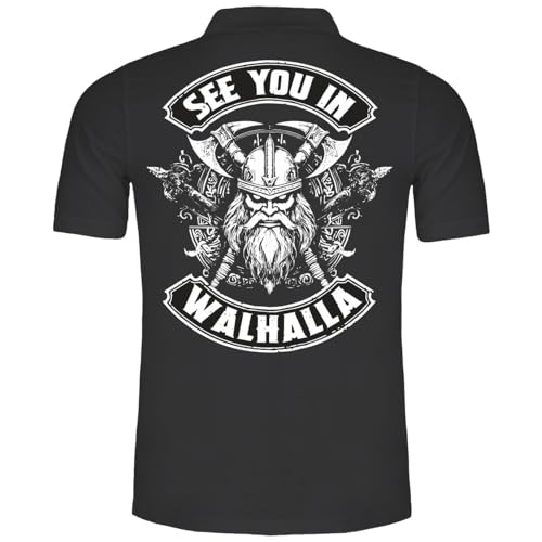 SONS OF ODIN Herren Poloshirt Polohemd Vikings See You in Walhalla Ragnar Wotan Thor von SONS OF ODIN