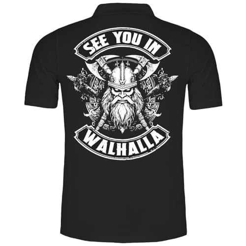 SONS OF ODIN Herren Poloshirt Polohemd Vikings See You in Walhalla Ragnar Wotan Thor von SONS OF ODIN