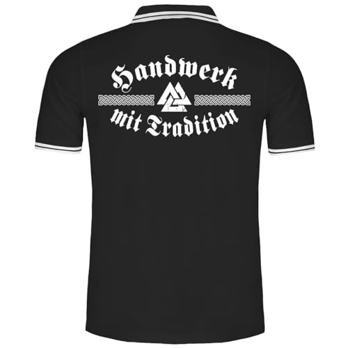 SONS OF ODIN Herren Poloshirt Polohemd Wikinger Handwerk mit Tradition (mit Rückendruck) von SONS OF ODIN