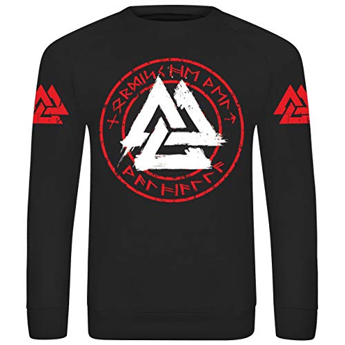SONS OF ODIN Herren Pullover Sweatshirt Die Wikinger Rune Wotanskreis im Walhalla Design von SONS OF ODIN