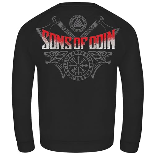SONS OF ODIN Herren Pullover Sweatshirt Valhalla Vegvisir Vikings Label Metal von SONS OF ODIN