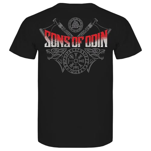 SONS OF ODIN Herren T-Shirt Valhalla Vegvisir Wikinger Marke Runen Größe S - 5XL von SONS OF ODIN
