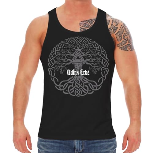 SONS OF ODIN Herren Tank Top Muskelshirt Odins Erbe Lebensbaum Walhalla Mythologie Wikinger Größe S - 5XL von SONS OF ODIN