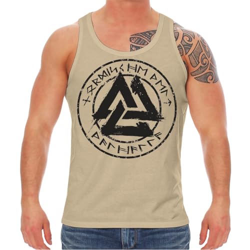 Herren Trägershirt Achselshirt Wotansknoten Runen Motiv Wikinger wotan tyr Grösse M - 5XL von SONS OF ODIN