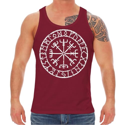 SONS OF ODIN Herren Trägershirt Tanktop Vikings Vegvisir nordischer Kompass Wikinger Motive von SONS OF ODIN