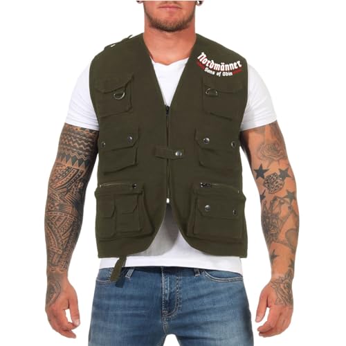 SONS OF ODIN Herren Weste mit vielen Taschen Nordmänner Wikinger Motiv S - 7XL von SONS OF ODIN