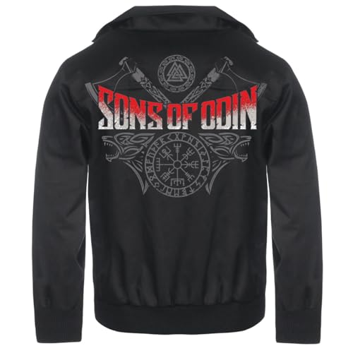 SONS OF ODIN Herren gefütterte Harrington WINTER Jacke Valhalla Vegvisir Kompass(mit Rückendruck) von SONS OF ODIN