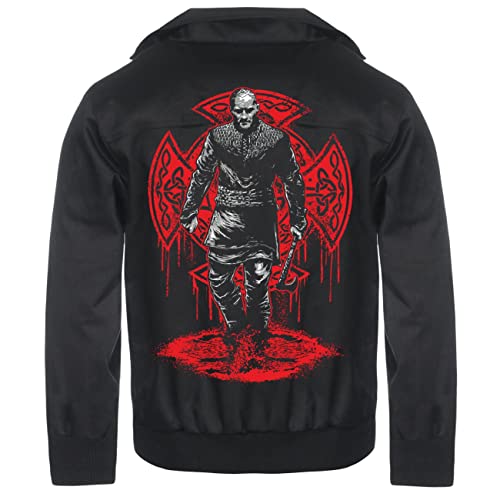 SONS OF ODIN Herren gefütterte Harrington WINTER Jacke Viking see you in Walhalla Wikinger von SONS OF ODIN