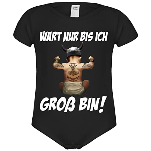 SONS OF ODIN Junge Baby Body Strampler kurz Kleiner Wikinger Wart nur bis ich groß Bin von SONS OF ODIN