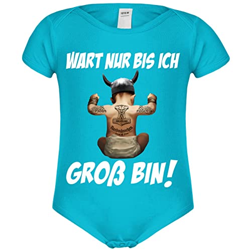 SONS OF ODIN Junge Baby Body Strampler kurz Kleiner Wikinger Wart nur bis ich groß Bin von SONS OF ODIN